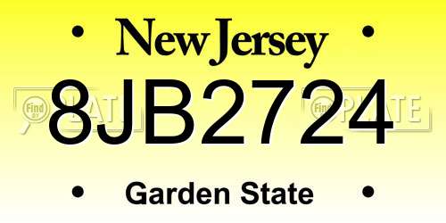 8JB2724 New Jersey License Plate