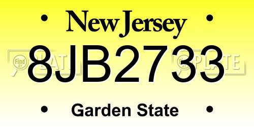 8JB2733 New Jersey License Plate