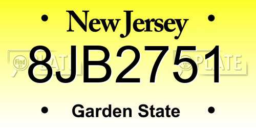8JB2751 New Jersey License Plate