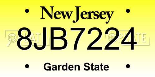 8JB7224 New Jersey License Plate