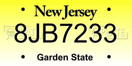 8JB7233 New Jersey License Plate