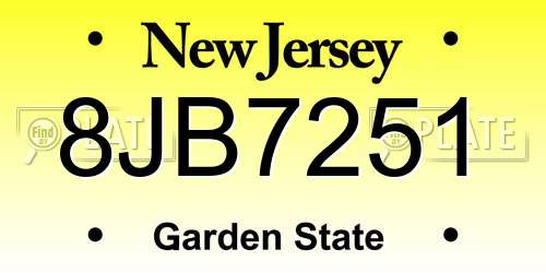 8JB7251 New Jersey License Plate