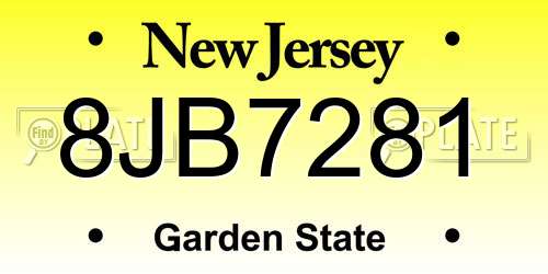 8JB7281 New Jersey License Plate