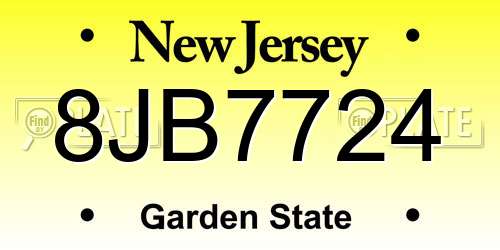 8JB7724 New Jersey License Plate