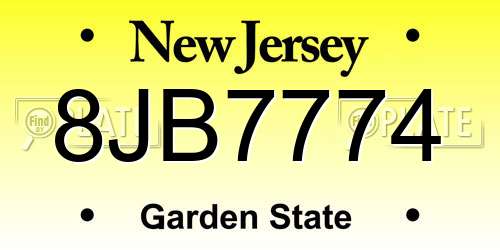 8JB7774 New Jersey License Plate