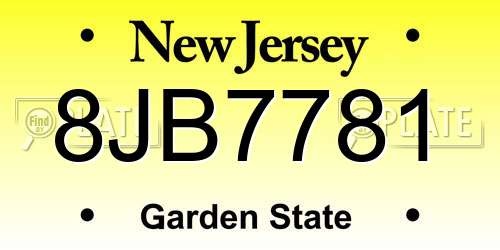 8JB7781 New Jersey License Plate