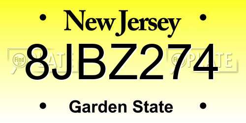 8JBZ274 New Jersey License Plate