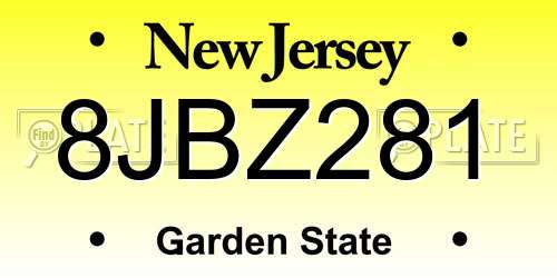 8JBZ281 New Jersey License Plate