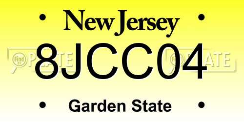 8JCC04 New Jersey License Plate