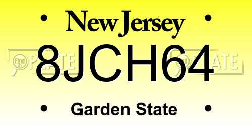 8JCH64 New Jersey License Plate