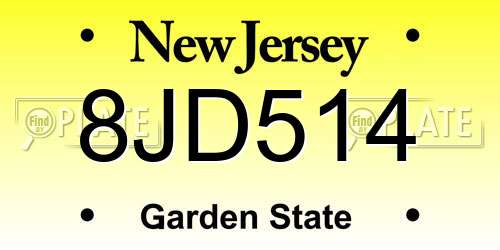 8JD514 New Jersey License Plate