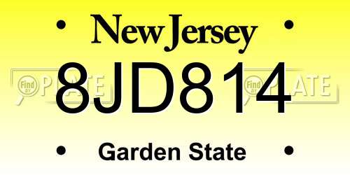8JD814 New Jersey License Plate