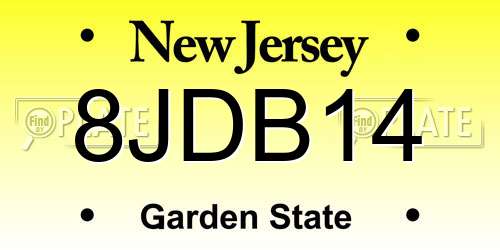 8JDB14 New Jersey License Plate