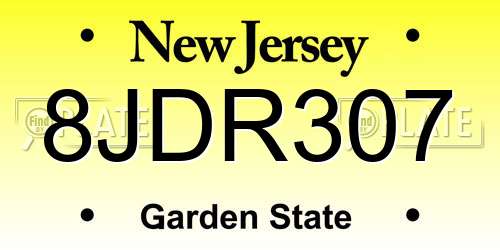 8JDR307 New Jersey License Plate