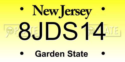 8JDS14 New Jersey License Plate