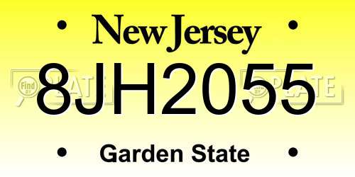 8JH2055 New Jersey License Plate