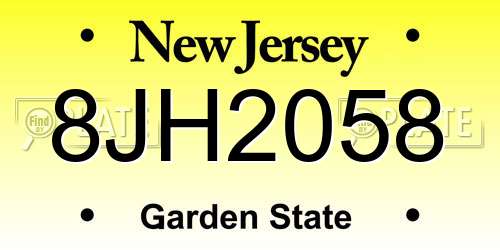 8JH2058 New Jersey License Plate