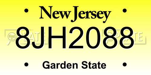 8JH2088 New Jersey License Plate