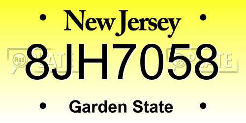8JH7058 New Jersey License Plate