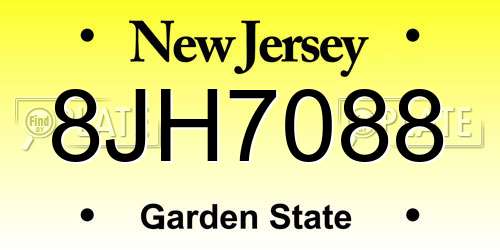 8JH7088 New Jersey License Plate