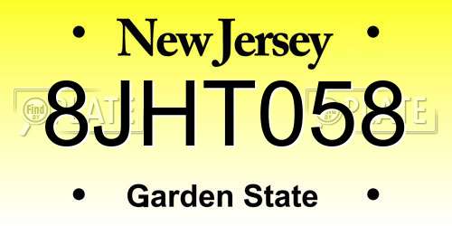 8JHT058 New Jersey License Plate