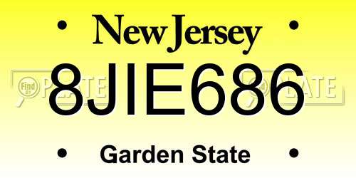 8JIE686 New Jersey License Plate