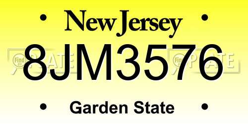 8JM3576 New Jersey License Plate