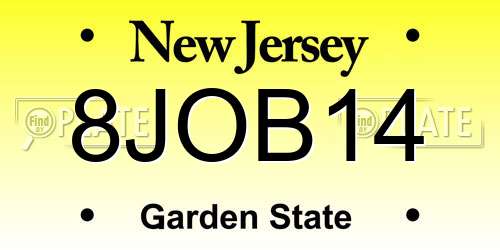 8JOB14 New Jersey License Plate