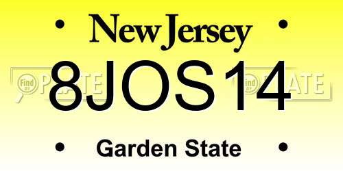 8JOS14 New Jersey License Plate