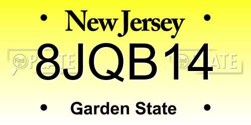 8JQB14 New Jersey License Plate