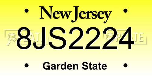 8JS2224 New Jersey License Plate