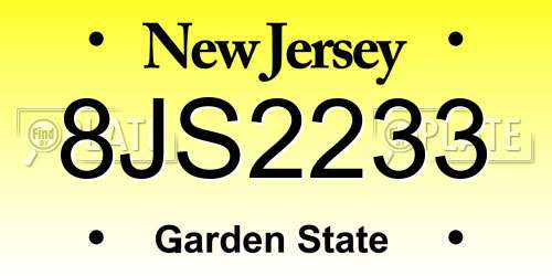 8JS2233 New Jersey License Plate