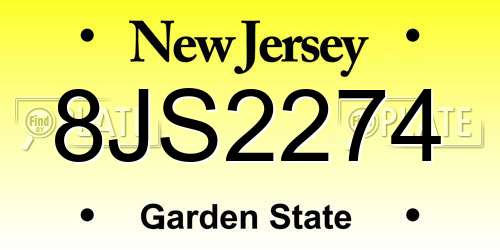 8JS2274 New Jersey License Plate
