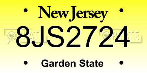 8JS2724 New Jersey License Plate