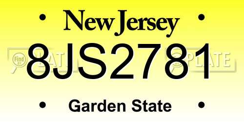8JS2781 New Jersey License Plate