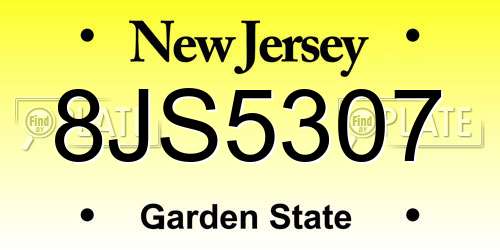 8JS5307 New Jersey License Plate