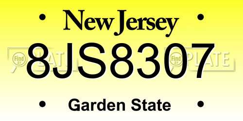8JS8307 New Jersey License Plate