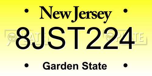 8JST224 New Jersey License Plate