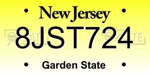 8JST724 New Jersey License Plate