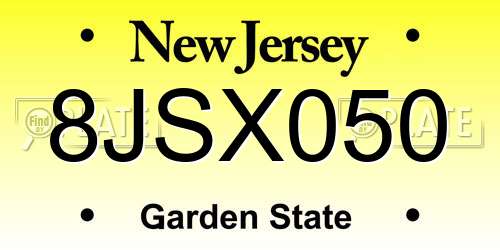 8JSX050 New Jersey License Plate