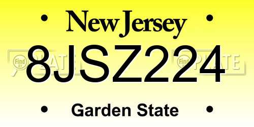 8JSZ224 New Jersey License Plate