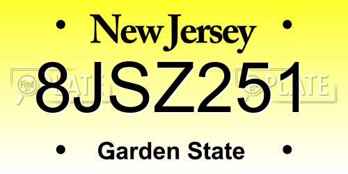 8JSZ251 New Jersey License Plate