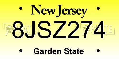 8JSZ274 New Jersey License Plate