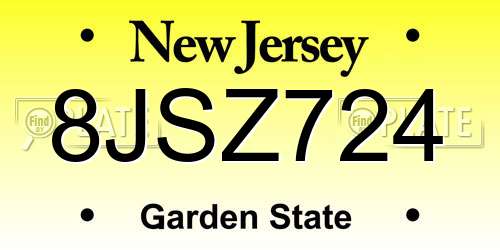 8JSZ724 New Jersey License Plate