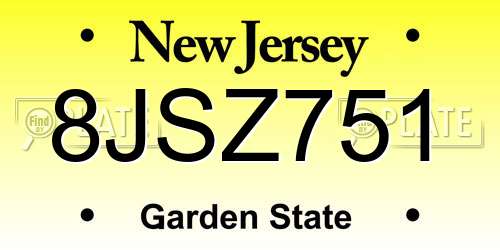 8JSZ751 New Jersey License Plate