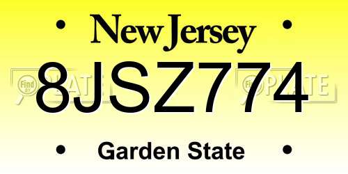 8JSZ774 New Jersey License Plate