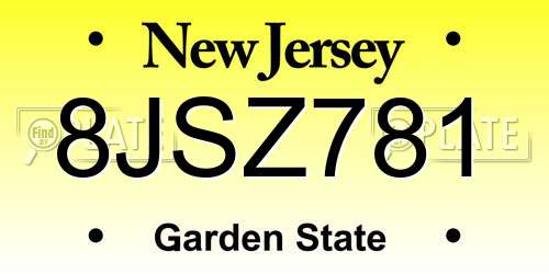 8JSZ781 New Jersey License Plate