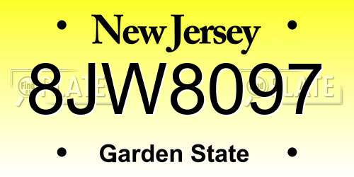 8JW8097 New Jersey License Plate