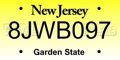 8JWB097 New Jersey License Plate