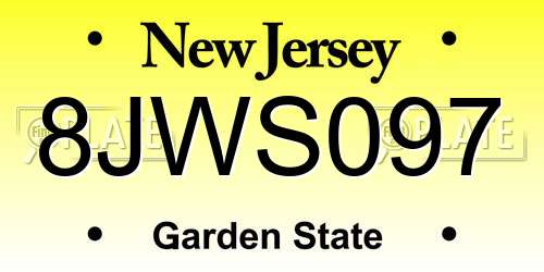 8JWS097 New Jersey License Plate